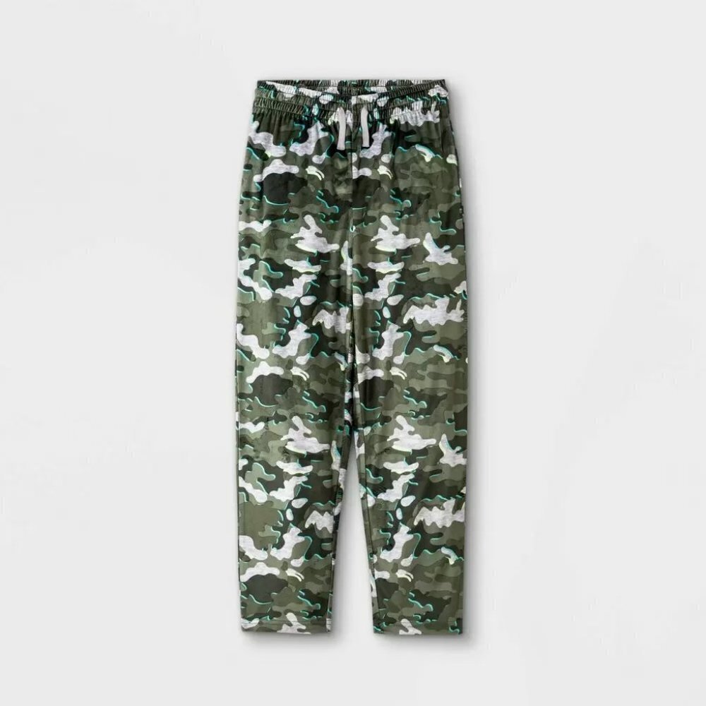 Cat & Jack Youth Boys Size XL Drawstring Pull On Pajama Pants Camouflage Green